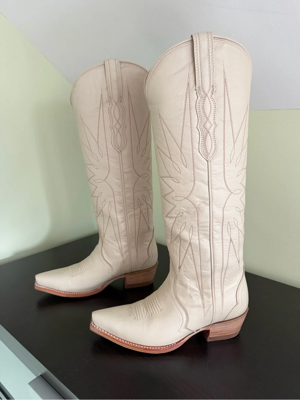 Tecovas Cream The Loretta Over-the-Knee Western Leather Boots 6.5